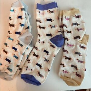 Women’s Dachshund Dog Crew Socks White with Design - never worn!